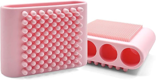 1PCS Silicone Body Scrubber Exfoliator- Bath Loofah & Sponges Alternative 4-Finger Non-Slip Grip Face & Scalp Scrubber for Sensitive Skin Body Brush for Men & Women (Pink)