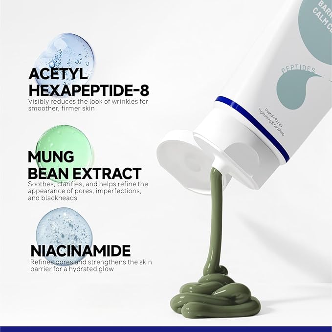 Deep Cleansing Green Clay Mask for Face, Kaolin Clay Masks Blackheads and Pores with Mung Bean for Soothing Detox, Oil Control, Mud Mask with Brush for All Skin Types（5.3 oz）