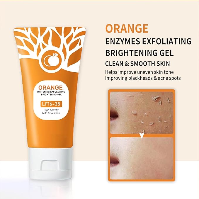 Orange Exfoliating Gel, Moisturizer Face Body Scrub Gel,Deep Cleansing Moisturizing Facial Exfoliator,Natural Orange Peeling Gel Face Scrub (2PCS)
