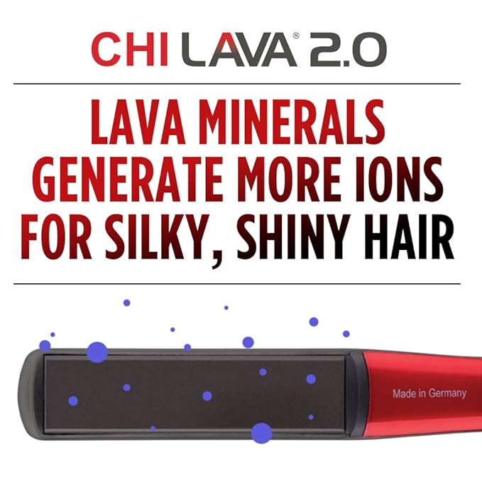 CHI Lava 2.0 Hairstyling Iron, Flat Iron Hair Straightener for an Even & Smooth Finish, Lower Temperature, Ergonomic, Comfortable Design for Easy Use