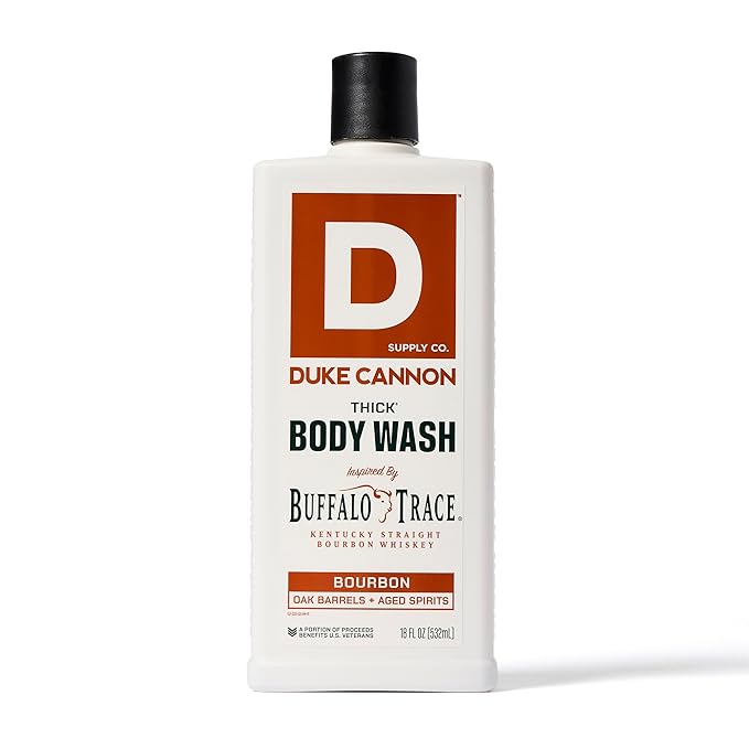 Duke Cannon Supply Co. Thick High Viscosity Body Wash - 3X Thicker, Plant-Based, Mineral-Enriched Body Wash for Men - Mens Body Scrub - Sawtooth, Bourbon, Midnight Swim & Superior
