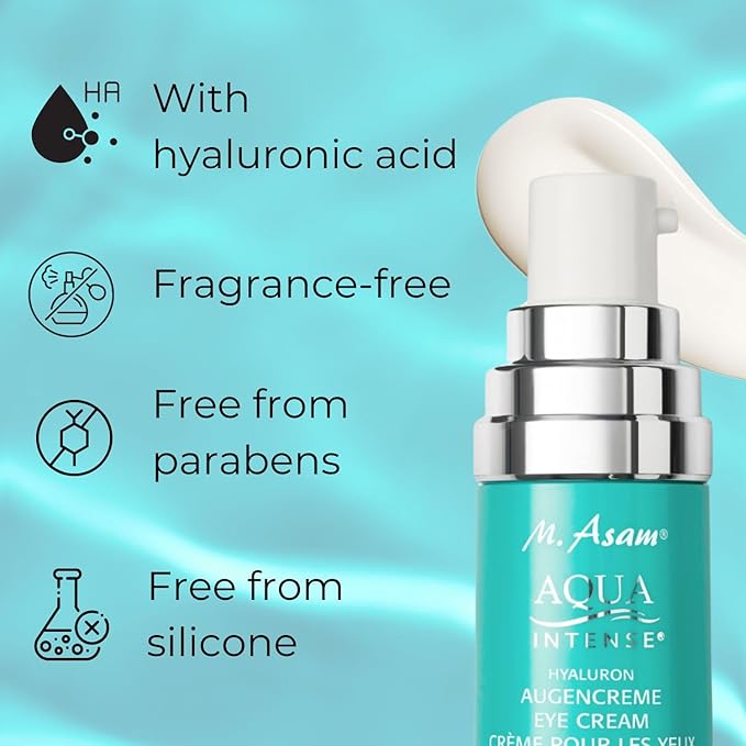 M. Asam AQUA INTENSE Eye Cream (1.01 Fl Oz) – Skin Care with Hyaluronic Acid, Under Eye Cream for Dark Circles, Puffiness & Bags, Hydrating Face Moisturizer for Wrinkles