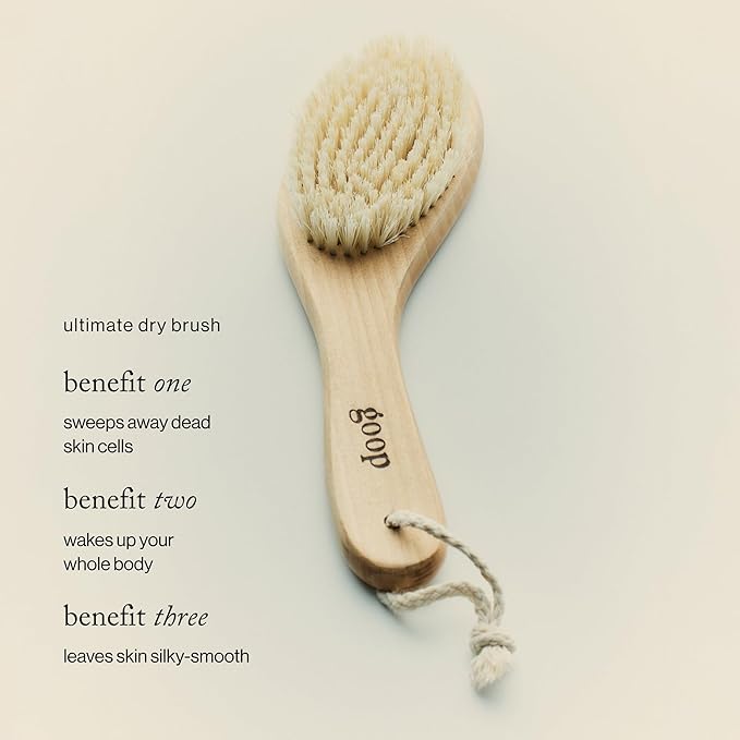 goop Beauty Dry Brush | Detoxifying Body Exfoliator | Wooden Handle with Natural Biodegradable Sisal Fibers | Sweeps Away Dead Skin | FSC Certified