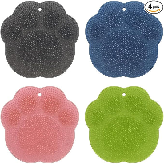 Shower Foot Scrubber Mat – Silicone Foot Brush with Non-Slip Suction Cups, Exfoliating & Massage Pad for Feet and Back Cleaning, Refreshing Shower Experience(4-Pack)