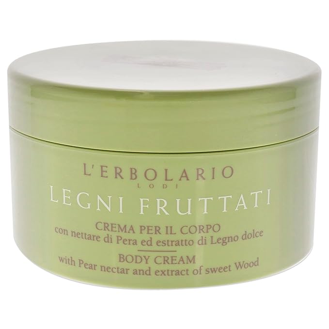 L'Erbolario Body Cream - Moisturizing Body Butter for Dry Skin - Anti-Aging, Toning Skin Care with Woody Scent - Pear Nectar and Sweet Woods - 8.4 oz