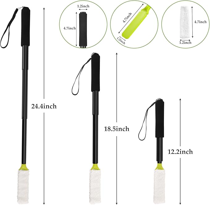 Toe Cleaning Brush,Foot Brush with Reusable Drying Covers.Foot Scrubber with Telescopic Aluminum Alloy 12"-24",Long- Handled Toe Lotion Applicator for Seniors,Elderly, Disabled Men and Women