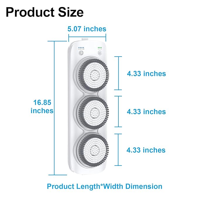 Electric Back Scrubber for Shower, Wall Mounted Electric Shower Back Scrubber, Dry Brushing Body Brush for Bathing, Cleansing, Exfoliating and Massaing, with 3 Spin Skin Bath Brush Heads