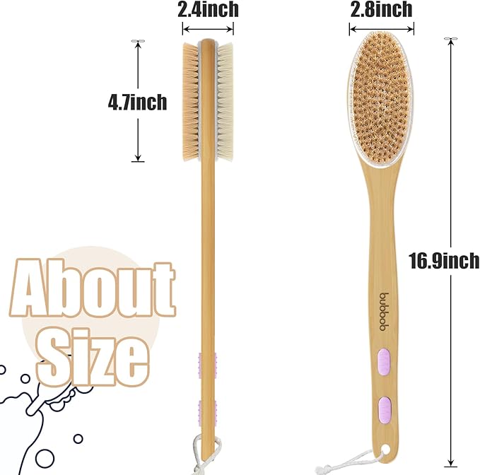 Back Scrubber for Shower,Bath Brush with Long Handle,Bath Brush Body Exfoliator for Wet or Dry Brushing,Men and Women (Purple)