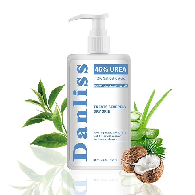 Urea Cream 46% with 2% Salicylic Acid for Dry Cracked Feet, Heels, Knees, Elbows, Hands Repair Treatment 5.3 Oz Extra Care Body Deep Moisturizing Cream Dry Skin Intensive