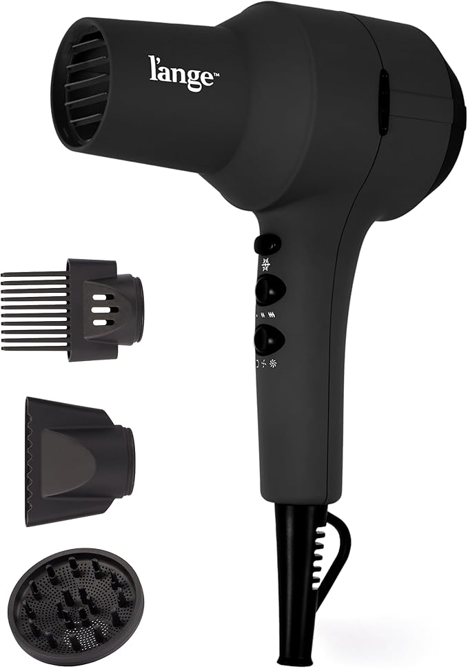 L'ANGE HAIR PowerStyle Ionic Turbo Hair Dryer | 1875W Fast Drying & Precision Styling for Long-Lasting, Frizz-Free Looks | Advanced Ionic Technology Smooths & Shines Hair (Black)