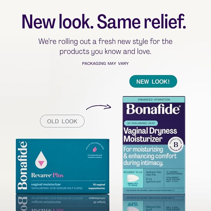 Revaree Plus by Bonafide. Vaginal Moisturizer with 10mg Hyaluronic Acid & Soothing Sweet Almond Oil. — 2-Month Supply (20 Inserts)