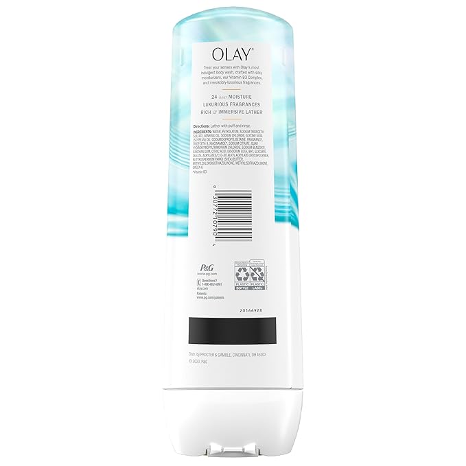 Olay Body Wash for Women, Indulgent Moisture, 24hr Moisturizing & Nourishing Formula, Infused with Vitamin B3 Complex, Luxurious Fragrances, Guava & Coconut Scent, 20 fl oz
