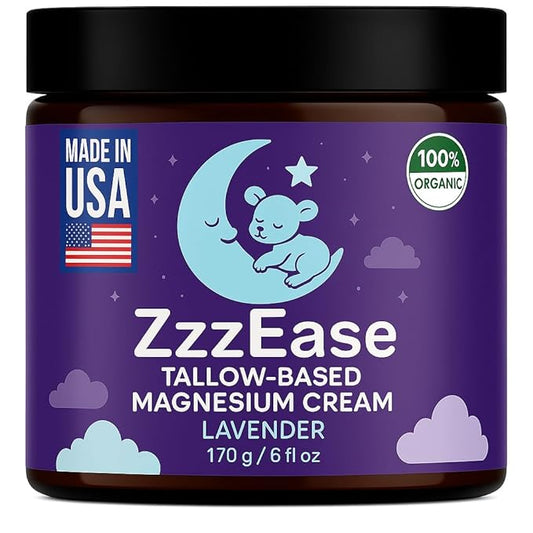 Magnesium Lotion for Kids | Tallow-Based Magnesium Lotion for Sleep | Lavender Scented | No Melatonin Sleep Aid | Arnica Cream, Eczema Cream for Kids | Organic, Made in the USA, 3 Month Supply