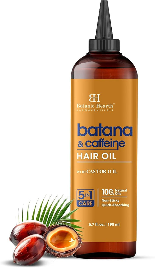 Botanic Hearth Caffeine & Batana Oil for Hair Growth (6.7 fl oz)|Nourishing and Strengthening Hair Treatment for Thicker, Healthier|Looking Hair | Paraben Free | Suitable for All Hair Types