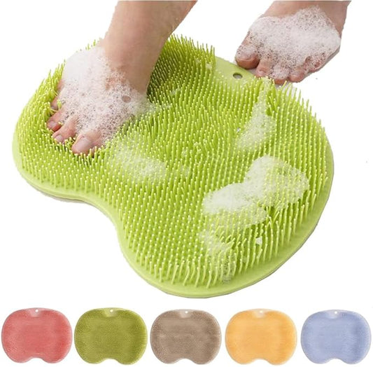 Silicone Shower Foot Scrubber Mat, Upgraded Wall Mounted Slip Suction Cups Foot Scrubber Cleaner, 2026 New Foot Back Cleaning Pad Back Washer Back Exfoliating Bath Wash Pad (Green)