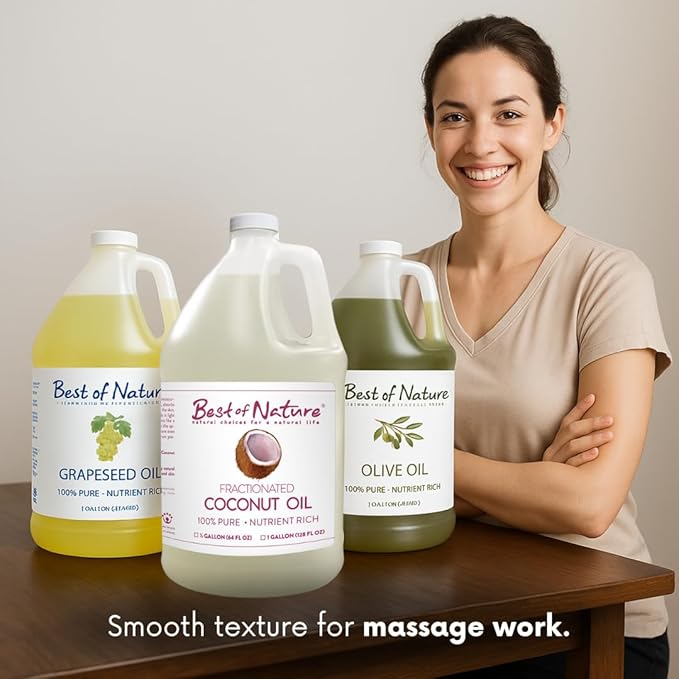 Best of Nature 100% Pure Grapeseed Massage & Body Oil, Unscented Lightweight Non-Greasy Moisturizer for Hair, Skin, Face, & Aromatherapy Carrier Oil for Essential Oils, 8 oz.