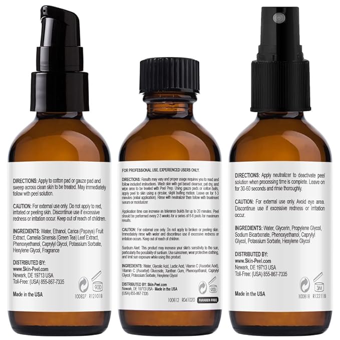 Medpeel 70% AHA & Vitamin C Brightening Essential Chemical Peel at Home Kit, Includes Peel, Prep, Neutralizer, Deep Strength Professional Grade Chemical Face Peel, Reduces Age Spots, 1oz/30ml