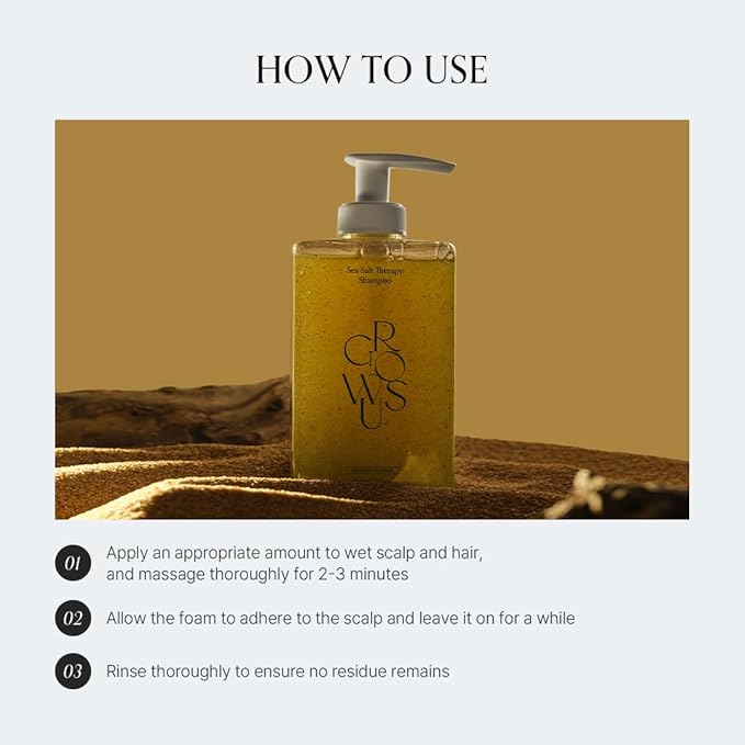 GROWUS Sea Salt Therapy Shampoo, Clarifying Shampoo - Removes Product Buildup, dirt and oil, 16.9 fl.oz, Free from Paraben, Sulfate