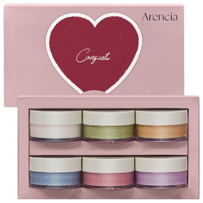 Arencia Rice Mochi Facial Cleanser Gift Set, 6 Varieties, 0.52 oz each - travel size, Korean skin care, holiday gift set, Stocking stuffers