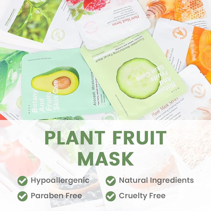 evpct 12Pack Kids Face Masks for Kids Girls Spa, Girls Kids Facial Spa Day Slumber Sleepover Birthday Party Favors Supplies Kit for Girl, Kid Friendly Facial Face Sheet Masks Bulk Skincare for Kid, B4