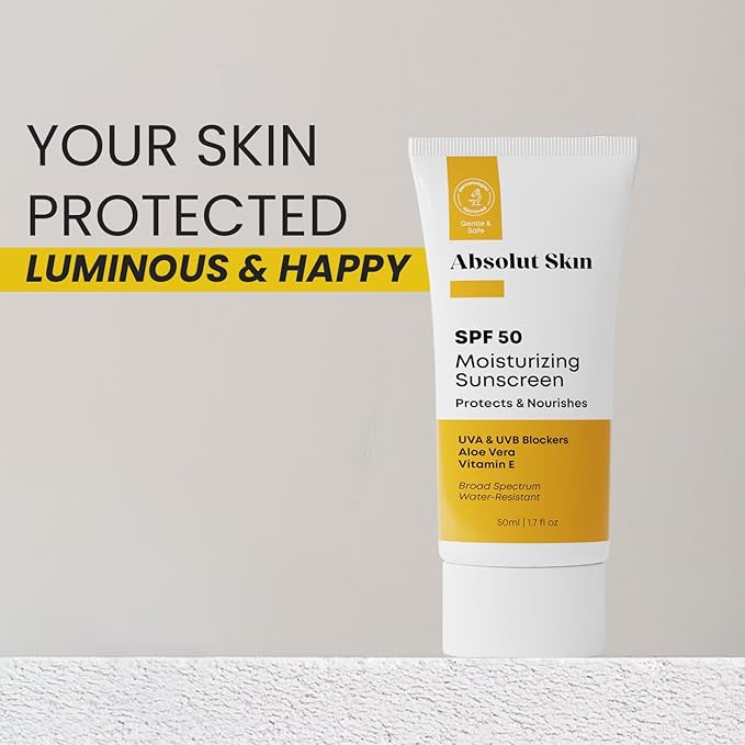 AbsolutSkin SPF 50 Moisturizing Sunscreen – Lightweight Daily Face Sunscreen with Aloe & Vitamin E – No White Cast – 60ml
