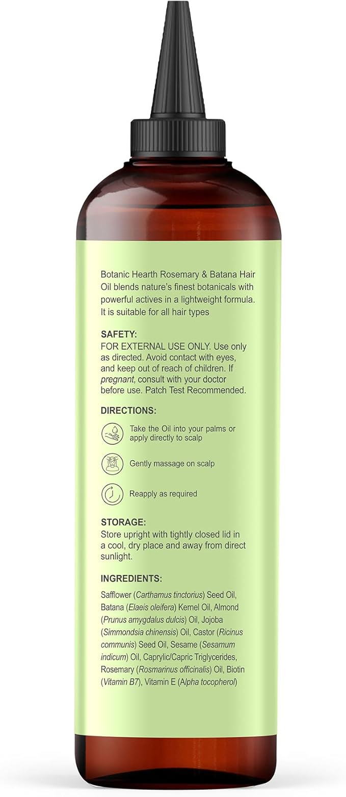 Botanic Hearth 100% Pure Rosemary Batana Oil for Hair Growth | Hair Oil Repairs Dry Damaged Hair, Strengthening, Healthier - Hair Tonic, 6.7 Fl Oz (2 Pack)