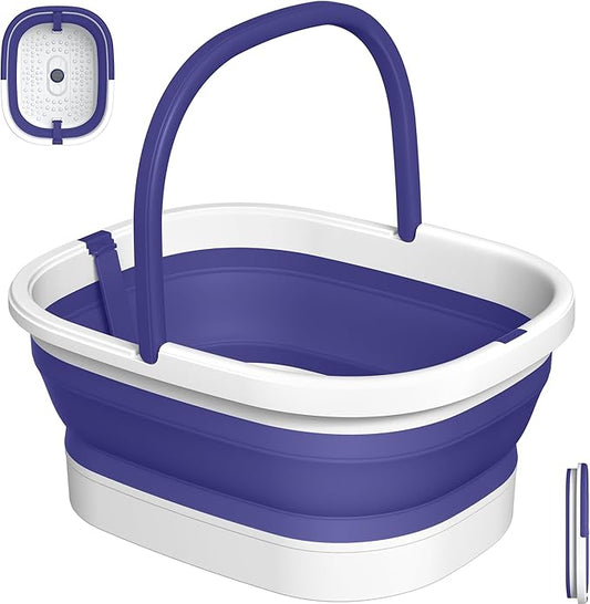 Nekteck Foot Soaking Tub Collapsible Bucket for Foot Bath Soak Tub, Feet Basin Soaker with 138 Acupressure Nodes and Pumice Stone for Feet Health Foot Spa, Gifts for Men Women Dad Mom, Purple