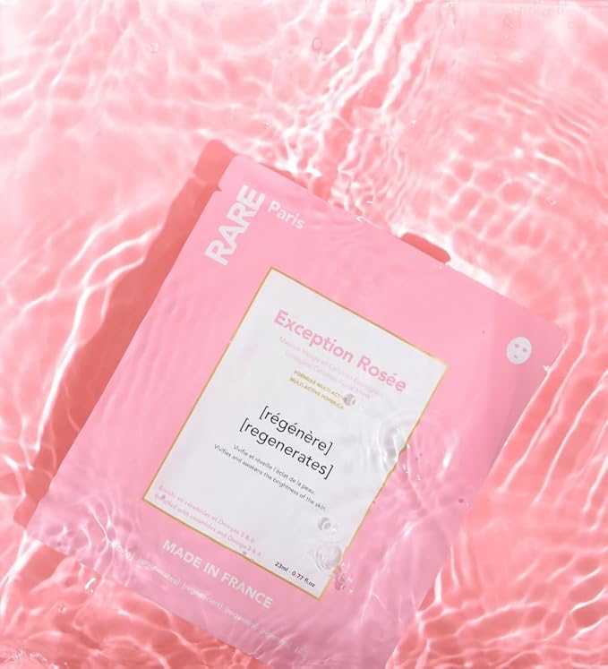 RARE Paris - Exception Rosée - Regenerating Facial Sheet Mask - Hydrating & Brightening - With Ceramides & Omega-3 & 6 - Brightening, Firming & Revitalizing - Multi-Active Serum Formula - 1 Pack