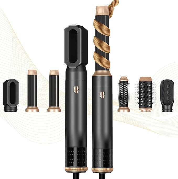 6 in 1 Hair Dryer Brush, Blow Dryer Brushies Ionic Hair Dryer, Oval Hot Air Brush, Hair Curler Straightener Magic Styler Autowrap Air Styler