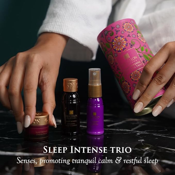 SPA CEYLON Sleep Intense Wellness Trio Set, Ayurvedic Pampering Set with Natural Ingredients, Shower Gel, Body Mist, Balm, Christmas gifts (150 g, Lavender, Ylang Ylang)