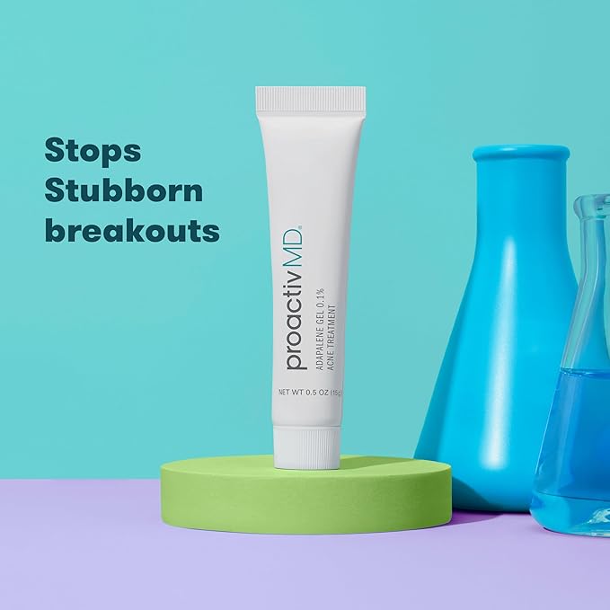 ProactivMD Adapalene Gel Acne Treatment, Paraben Free, Prescription Strength Retinoid For Face and Body Acne, .1% Solution, 0.5 Oz