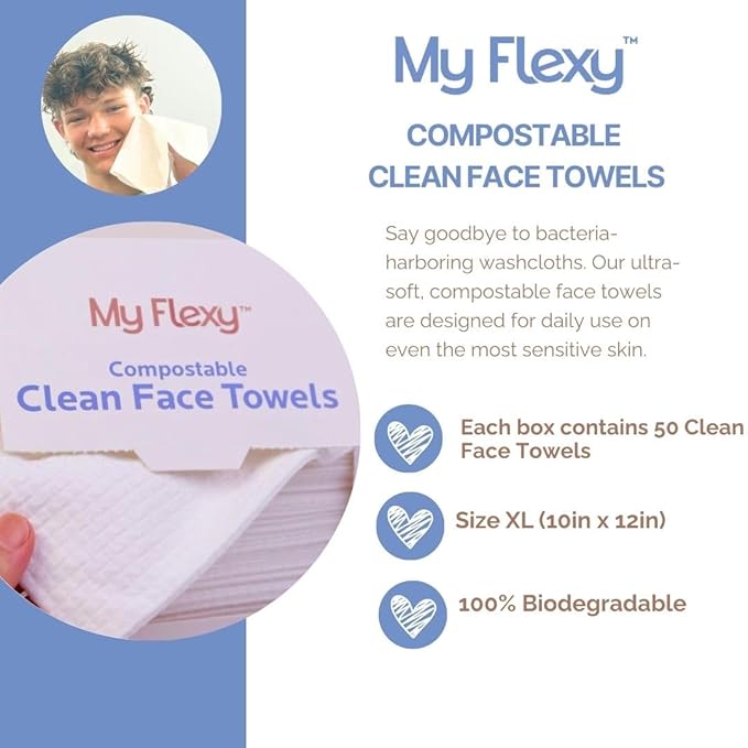 Disposable Face Towels XL for Skin Care & Makeup Removal – 100% Biodegradable Towelette, Face Wash Cloth, Disposable Face Towel for Skincare, Facial Towels, Dry Wipe, Hypoallergenic -50 Count