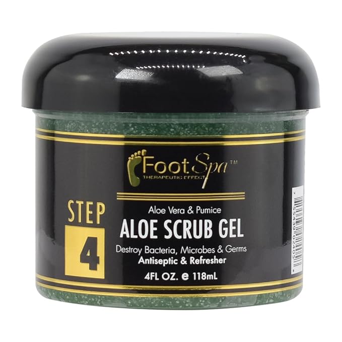 FOOT SPA - Exfoliating Scrub Gel, 4 Oz - Manicure, Pedicure and Body Exfoliator Infused with Aloe Vera and Salicylic Acid - Glow, Polish, Smooth and Moisture Skin - Body, Hand and Foot