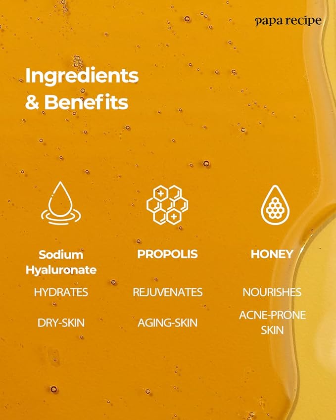 Papa Recipe Bombee Honey Mask Pack 25g * 10 sheets - Sheet Mask, Facial Skin Care, Deep Moisturizing Serum for Dry Skin - Korean Skin Care, K-Beauty, Ampoule Solidified, For radiant skin