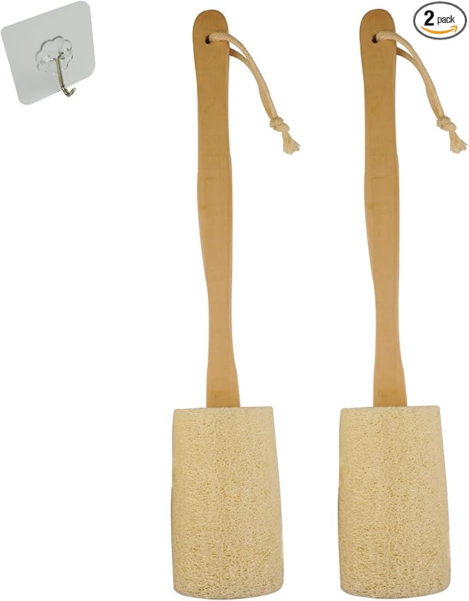 Back Loofah Scrub Loofah Sponge Long Handle Loofah Shower Bath Brush On a Stick Body Scrub Brush Scrubber Loofah Exfoliating Body Eco-Friendly Sponge