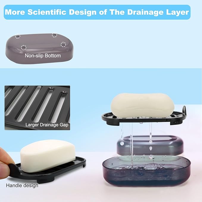 Travel Soap Container, Bar Soap Holder, Portable Soap Case, Soap Dish with Lid for Traveling, Camping, Gym, Bathroom (Black Style-1)