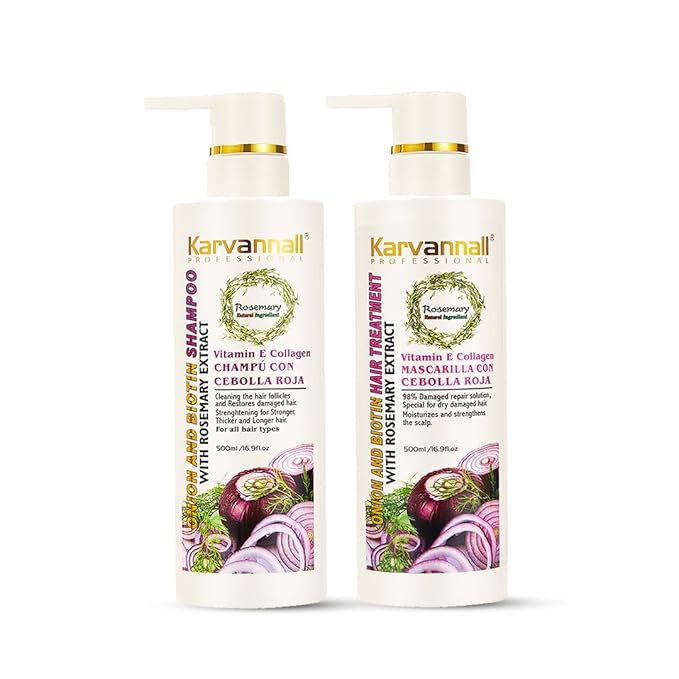 Rosemary Biotin Shampoo & Hair Mask Set | Onion Extract, Collagen & Vitamin E Anti-Thining, Anti-Hairfall Shampoo and Deep Conditioner Set for Dry, Damaged Hair, Sulfate & Paraben Free 2 x 16.9 fl oz