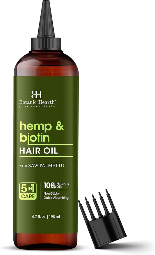 Botanic Hearth Hemp & Biotin Hair Oil (6.7 Fl Oz) |Nourishing and Strengthening Hair Treatment for Thicker, Healthier|Looking Hair | Paraben Free | Suitable for All Hair Types
