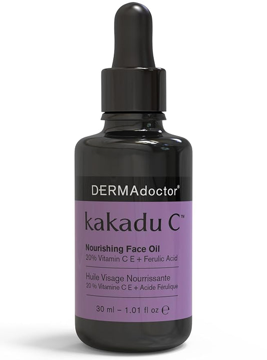 DERMAdoctor Night Face Oil Toner Anti-Aging Hydrating - 20% Vitamin C Ester, Vitamin E, Ferulic Acid, & Marula Oil for Face | Concentrated Vitamin-C Ester Facial Oils | Dermatologist Formulated - 1 Oz