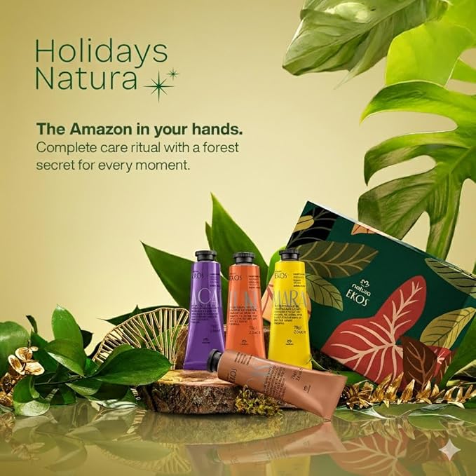 Natura - Ekos Hand Cream Quartet Variety Pack, 4 Creams - Passion Fruit, Brazil Nut (Castanha), Tukumã, Açaí Hand Cream - Vegan Skin Care - Brazilian Beauty Secrets - Travel Size - 1.41oz (40g)