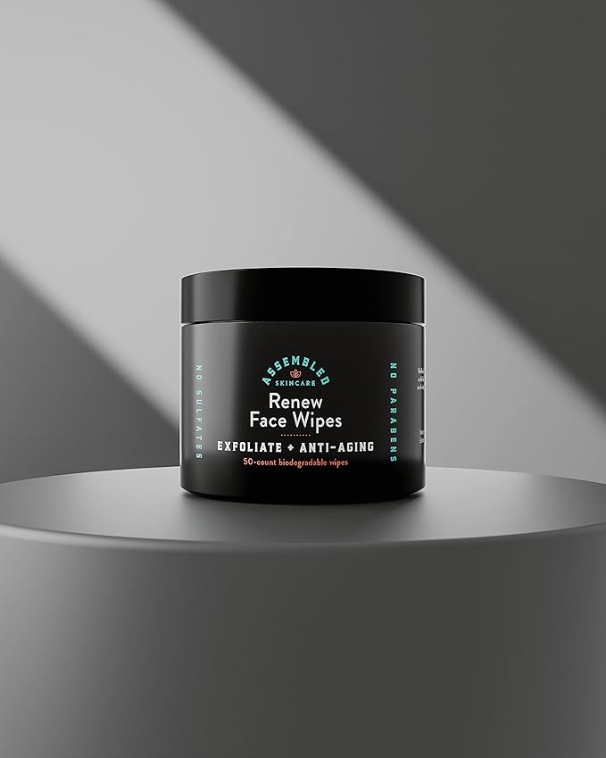 Renew Face Wipes, 50-Count (Pack of 1). Exfoliating, anti-aging, and pre-shave face wipes.