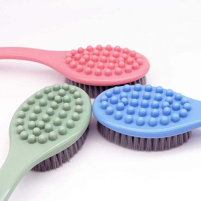 QiCheng&LYS long handle bath brush, soft and comfortable massage brush bath brush - 14 inches (blue und green)