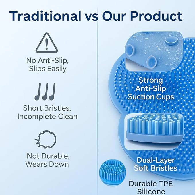 Shower Foot Scrubber Mat – Silicone Foot Brush with Non-Slip Suction Cups, Exfoliating & Massage Pad for Feet and Back Cleaning, Refreshing Shower Experience(4-Pack)