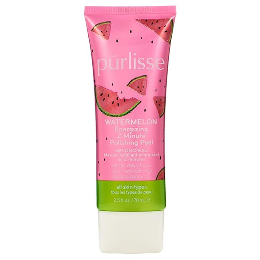 pürlisse Watermelon Energizing Face Peel & Exfoliator - 2-Minute Polishing Facial Peel - Gentle Exfoliating Face Polish with Glycolic Acid and Lychee - Boosts Radiance & Smooths Skin (2.5 oz)