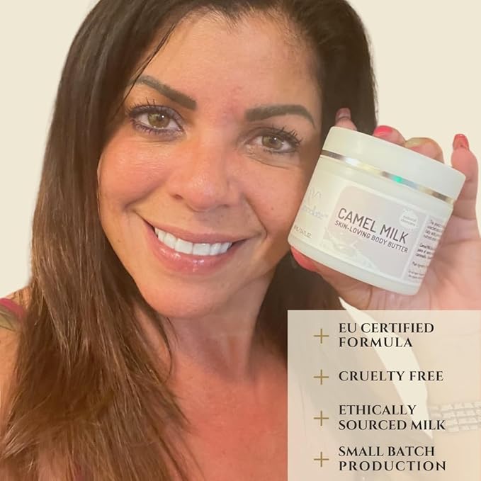 CAMMELLATTE Camel Milk Body Butter | Firming Moisturizer | for Crepey, Dry Skin, Wrinkles & Uneven Texture | Natural Bioactive Anti-Aging Renewal Cream 3.4 oz