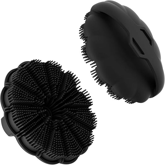 Silicone Body Scrubber Shower Brush, Exfoliating Body Wash Scrubbers for All Skin Types, Ergonomic No-Slip Handle, Body Brush for Showering (Black)