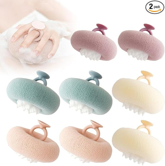Super Soft Sunflower Suction Cup Bath Ball, 2025 New 2-in-1 Sunflower Bath Ball Exfoliating Bath Sponge Cleaning Brush, Sponge Mesh Pouf Shower Ball for Women, Men Shower (Mix-8Pcs)