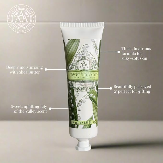 AAA by Somerset European Made Shea Butter Body Cream, Lily of the Valley, 2 Fl Oz