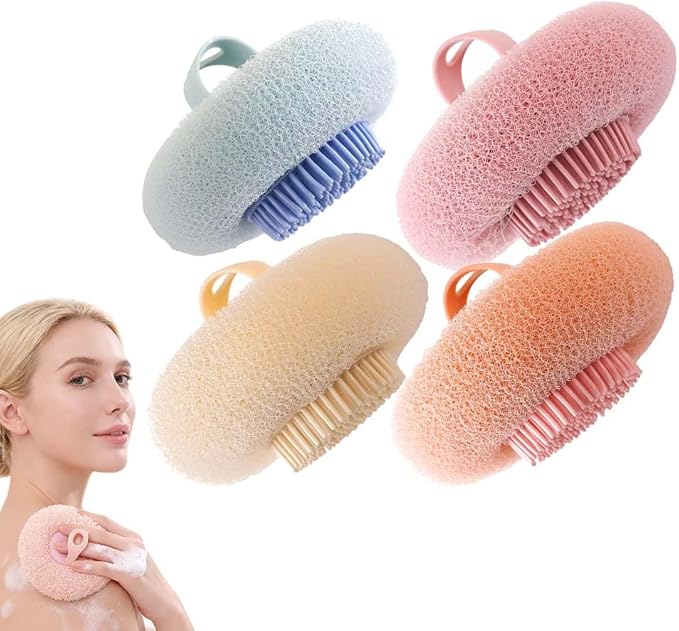 Super Soft Sunflower Suction Cup Bath Ball, 2025 New Exfoliating Bath Bath Sponge Cleaning Brush with Finger Rings for Women and Men (Set, 4 pcs)