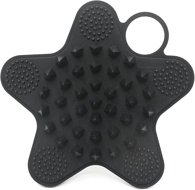 LUCKSTELLA Food-Grade Silicone Body Scrubber, Dual-Sided Silicone Body Brush for Shower, Gentle Exfoliating and Lather Well, Gentle Scrubber for Sensitive Skin, Easy-to-Clean Massage Brush(Black)